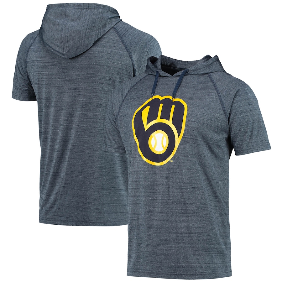 Men's Milwaukee Brewers Stitches Navy Space-Dyed Raglan Pullover Hoodie