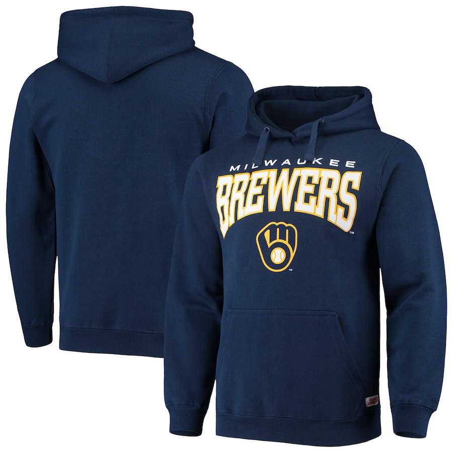 Men's Milwaukee Brewers Stitches Navy Team Logo Pullover Hoodie Men's Milwaukee Brewers Stitches Navy Team Logo Pullover Hoodie