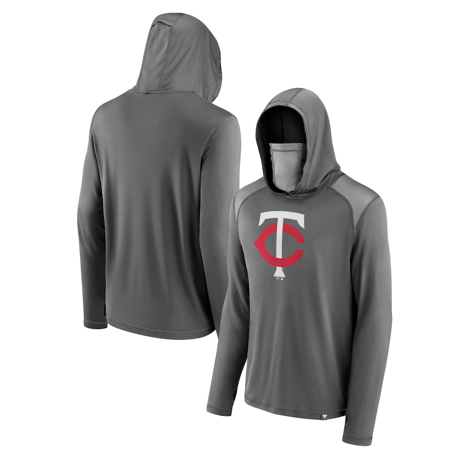 Men's Minnesota Twins Gray Rally On Transitional Haven Pullover Hoodie with Face Covering