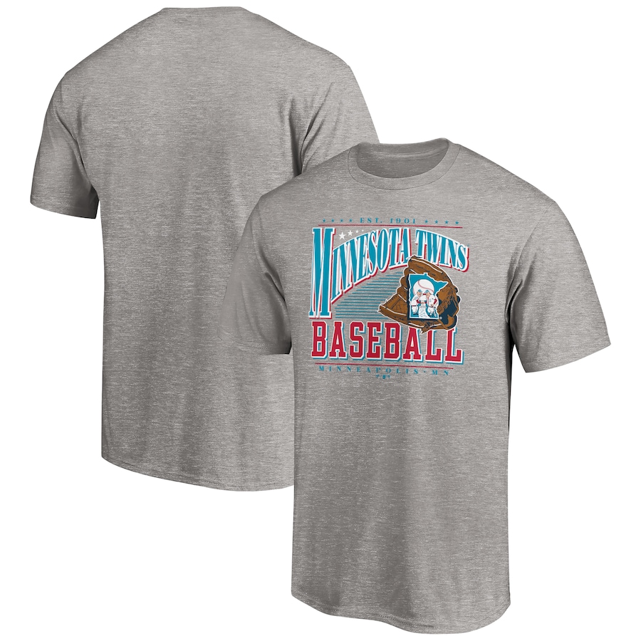 Men's Minnesota Twins Heather Gray Cooperstown Collection Winning Time T-Shirt Men's Minnesota Twins Heather Gray Cooperstown Collection Winning Time T-Shirt