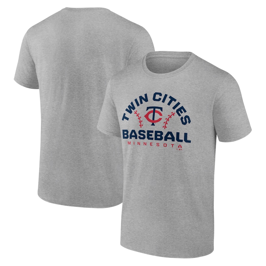 Men's Minnesota Twins Heather Gray Team Go For Two T-Shirt Men's Minnesota Twins Heather Gray Team Go For Two T-Shirt