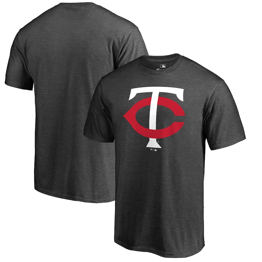 Men's Minnesota Twins Heathered Charcoal Primary Logo T-Shirt