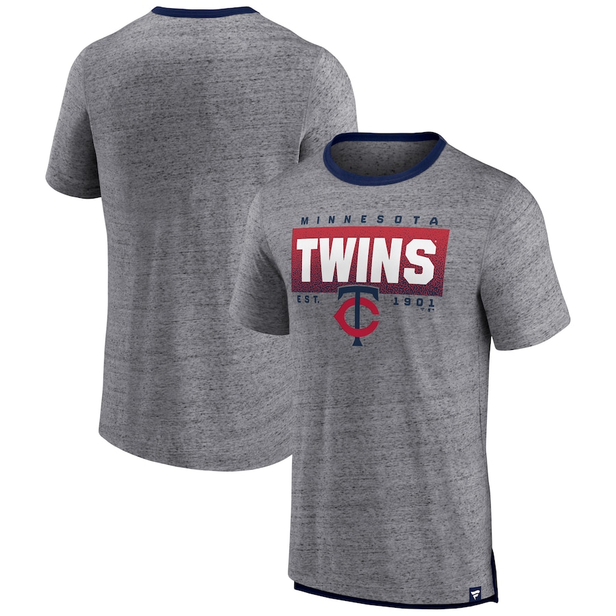 Men's Minnesota Twins Heathered Gray Iconic Team Element Speckled Ringer T-Shirt