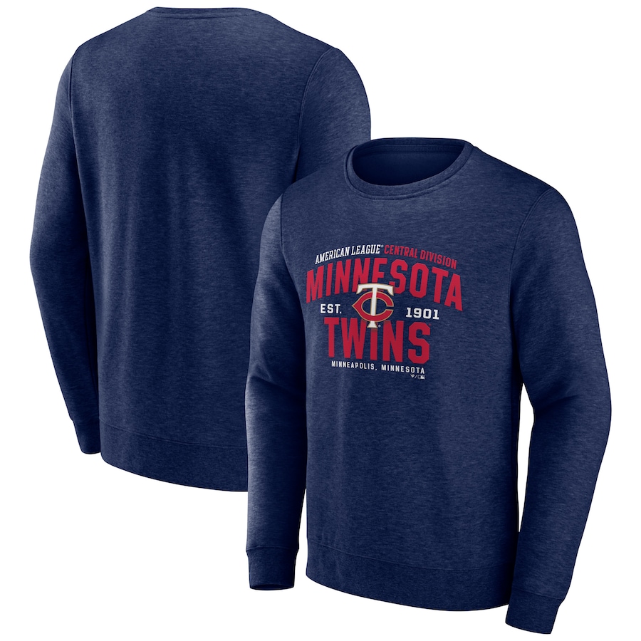 Men's Minnesota Twins Heathered Navy Classic Move Pullover Sweatshirt