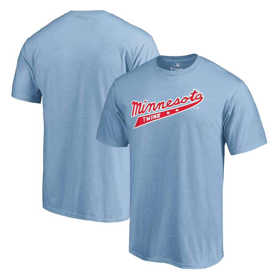 Men's Minnesota Twins Light Blue Cooperstown Collection Forbes T-Shirt Men's Minnesota Twins Light Blue Cooperstown Collection Forbes T-Shirt