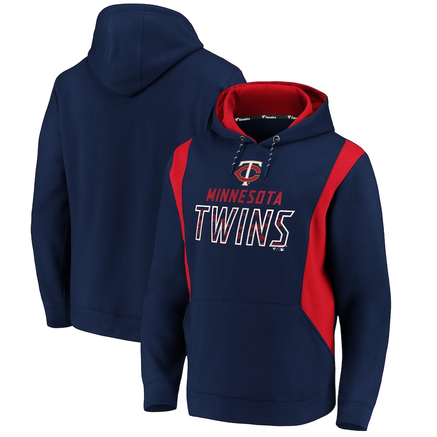 Men's Minnesota Twins Navy Iconic Fleece Colorblock Pullover Hoodie