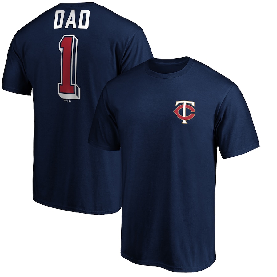 Men's Minnesota Twins Navy Number One Dad T-Shirt