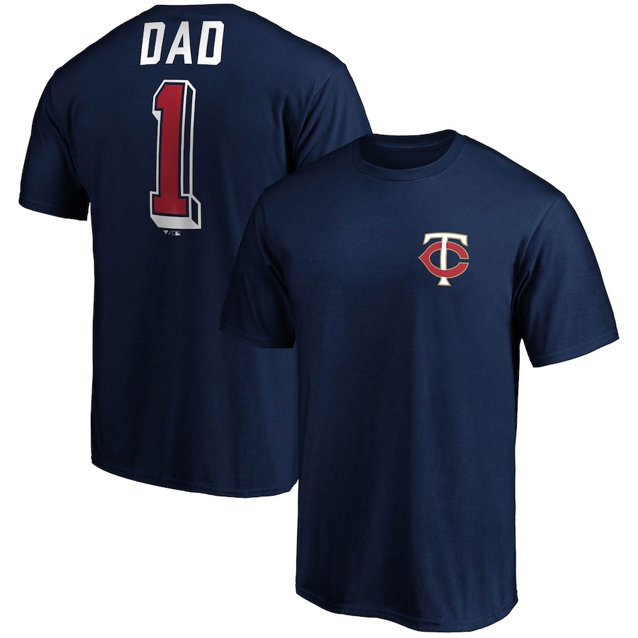 Men's Minnesota Twins Navy Number One Dad Team T-Shirt Men's Minnesota Twins Navy Number One Dad Team T-Shirt