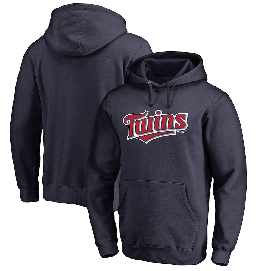 Men's Minnesota Twins Navy Official Wordmark Fitted Pullover Hoodie
