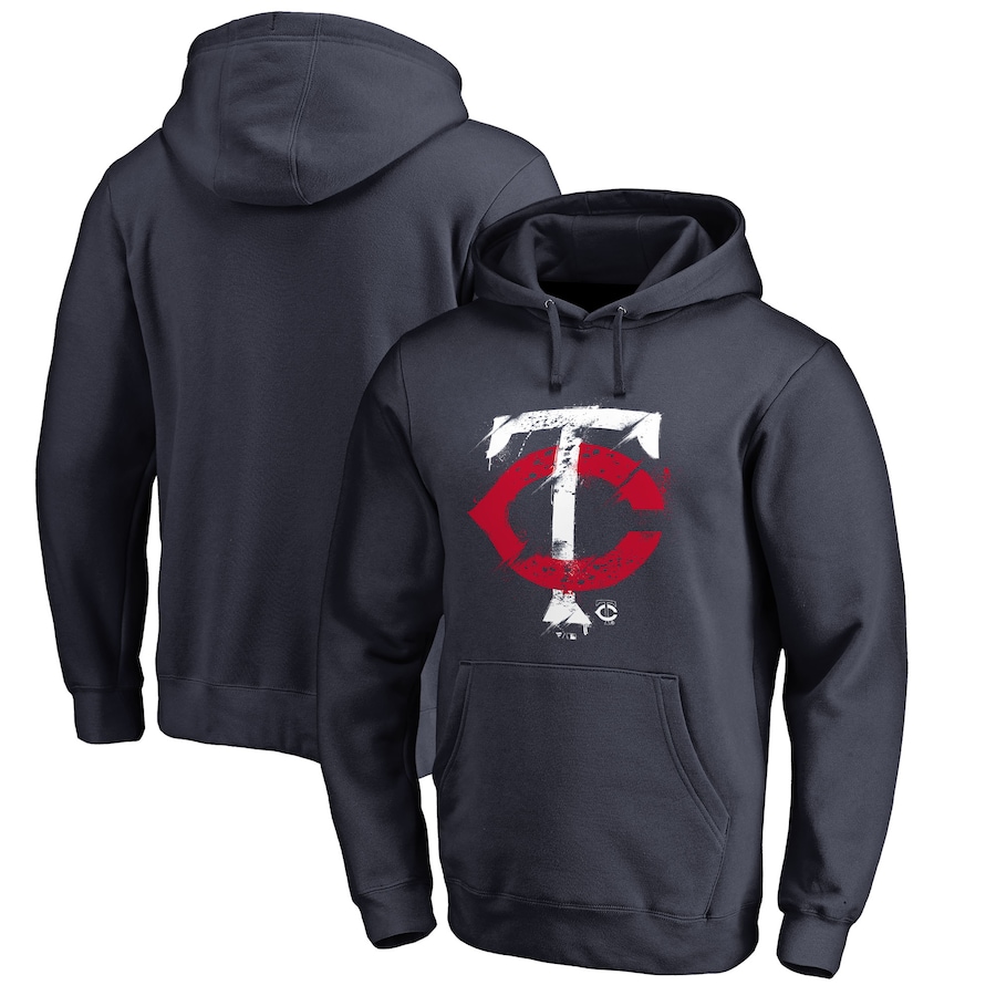 Men's Minnesota Twins Navy Splatter Logo Pullover Hoodie