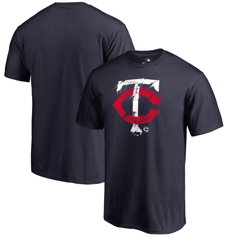 Men's Minnesota Twins Navy Splatter Logo T-Shirt Men's Minnesota Twins Navy Splatter Logo T-Shirt