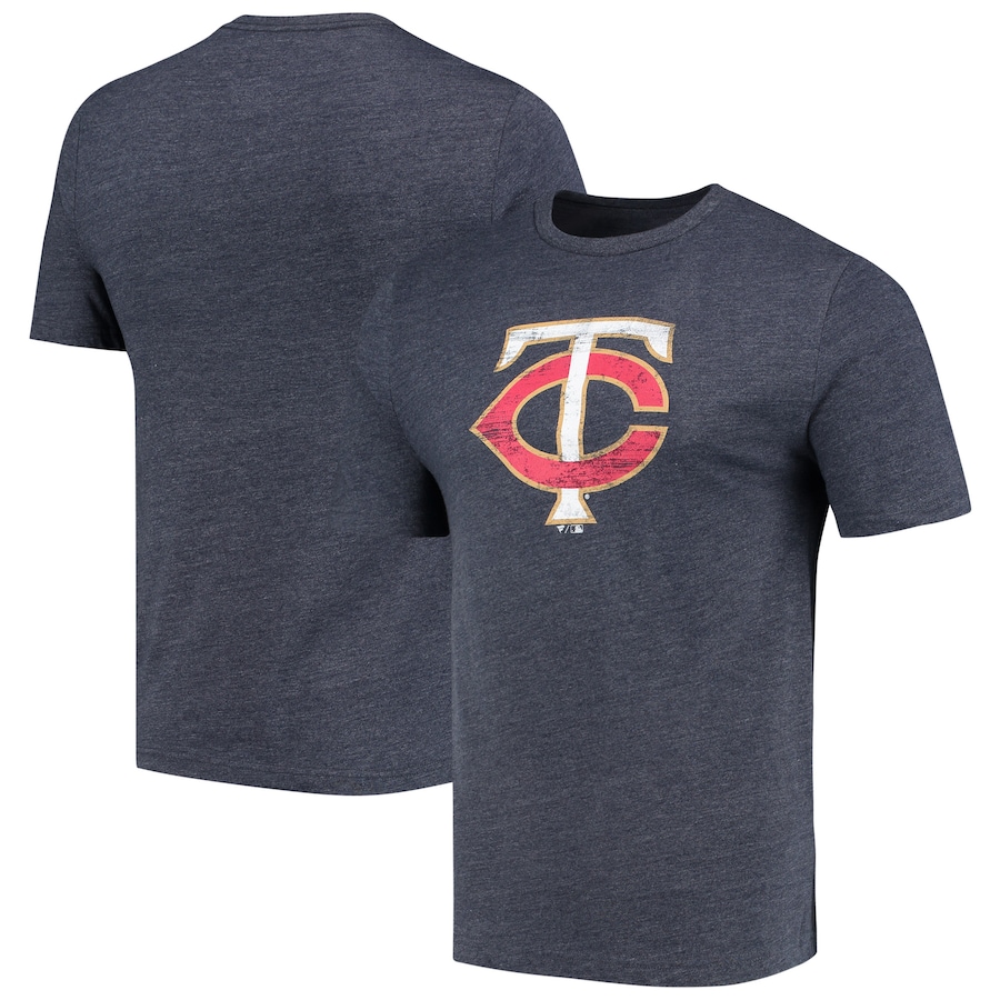 Men's Minnesota Twins Navy Weathered Official Logo Tri-Blend T-Shirt