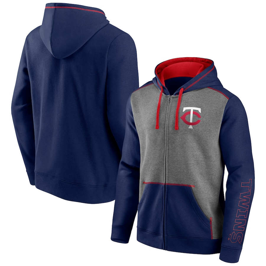 Men's Minnesota Twins Navy/Heathered Gray Expansion Team Full-Zip Hoodie