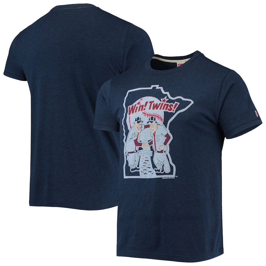 Men's Minnesota Twins Homage Navy Hand-Drawn Logo Tri-Blend T-Shirt Men's Minnesota Twins Homage Navy Hand-Drawn Logo Tri-Blend T-Shirt