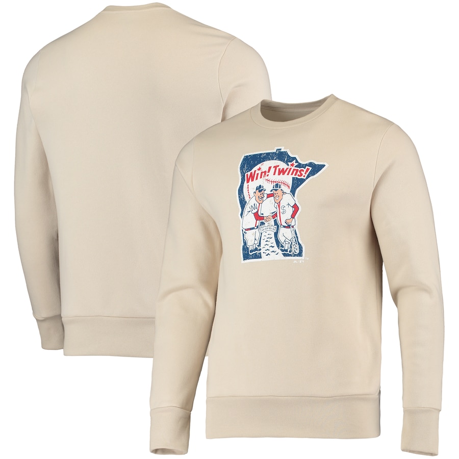 Men's Minnesota Twins Majestic Threads Oatmeal Fleece Pullover Sweatshirt
