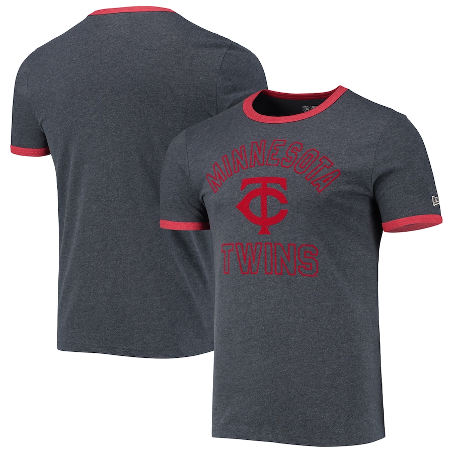 Men's Minnesota Twins New Era Heathered Navy Brushed Ringer T-Shirt