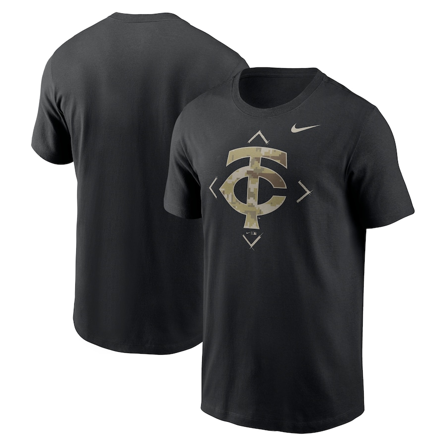 Men's Minnesota Twins Nike Black Camo Logo T-Shirt