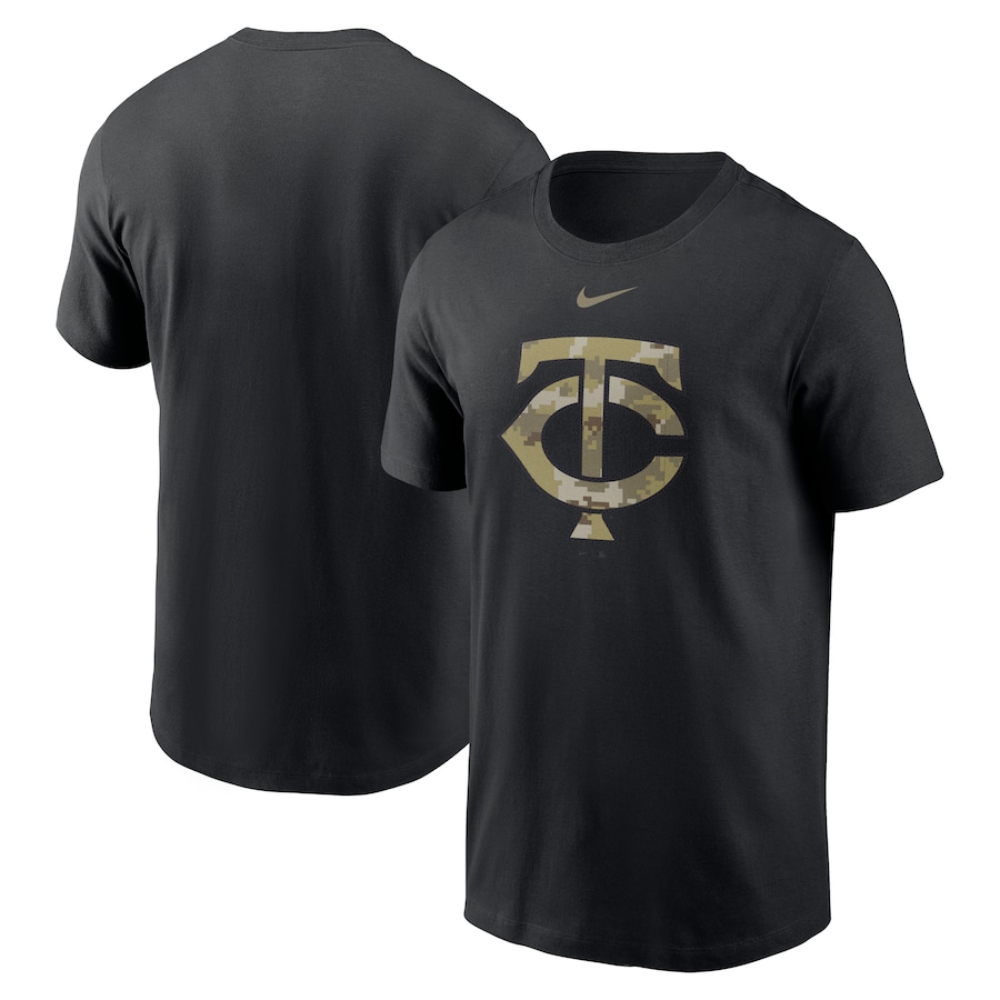 Men's Minnesota Twins Nike Black Camo Logo Team T-Shirt