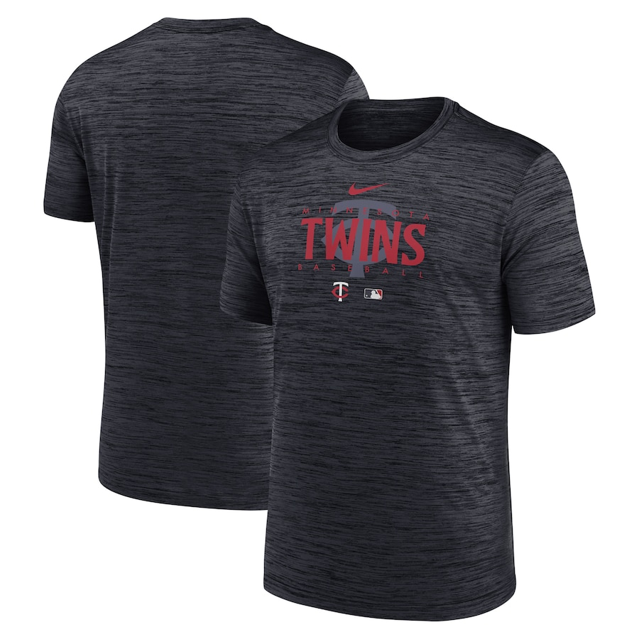 Men's Minnesota Twins Nike Charcoal Authentic Collection Velocity Performance Practice T-Shirt