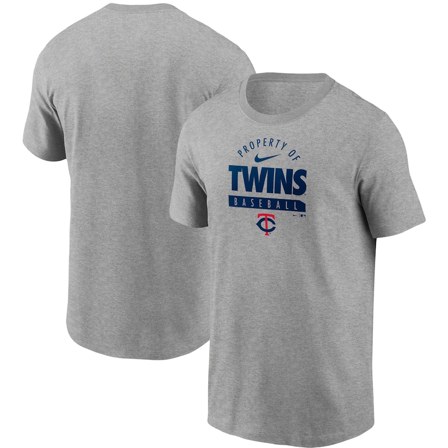 Men's Minnesota Twins Nike Gray Primetime Property Of Practice T-Shirt