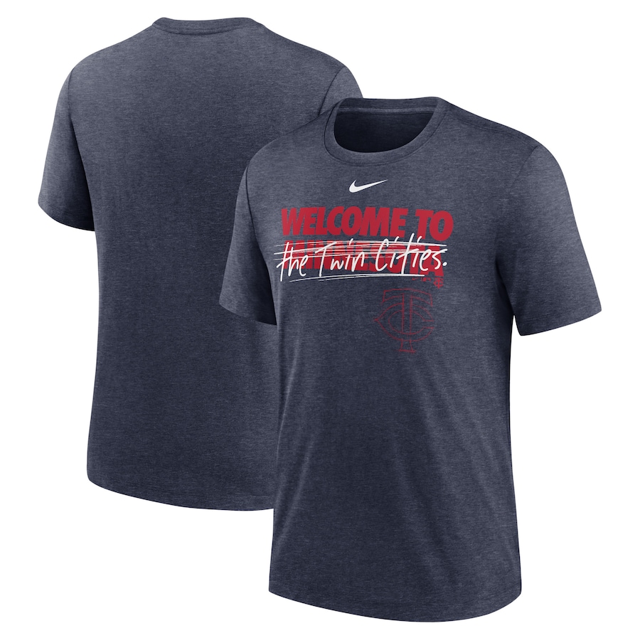 Men's Minnesota Twins Nike Heather Navy Home Spin Tri-Blend T-Shirt