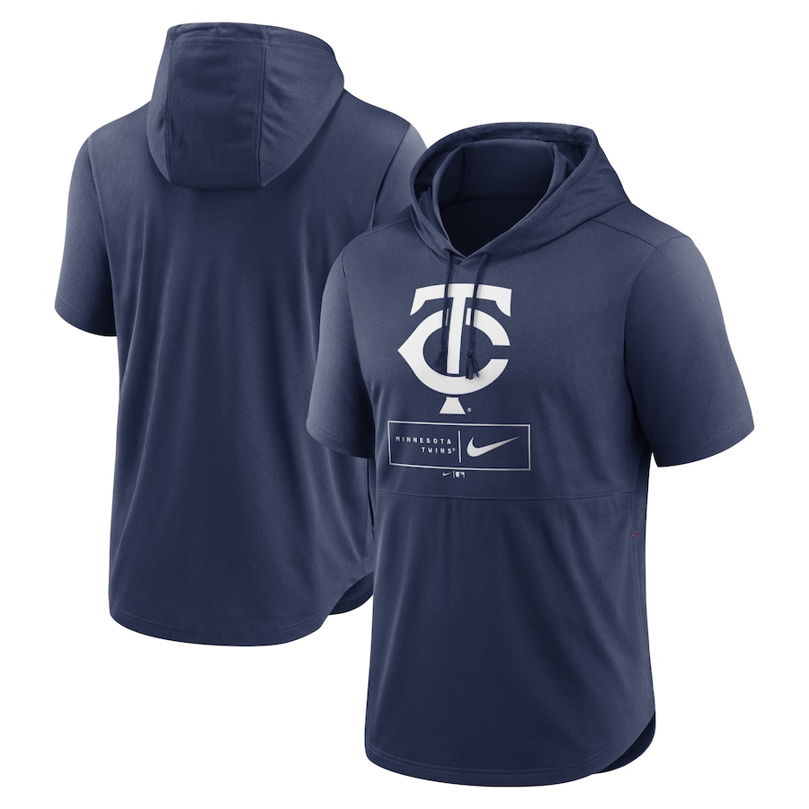Men's Minnesota Twins Nike Navy Logo Lockup Performance Short-Sleeved Pullover Hoodie Men's Minnesota Twins Nike Navy Logo Lockup Performance Short-Sleeved Pullover Hoodie