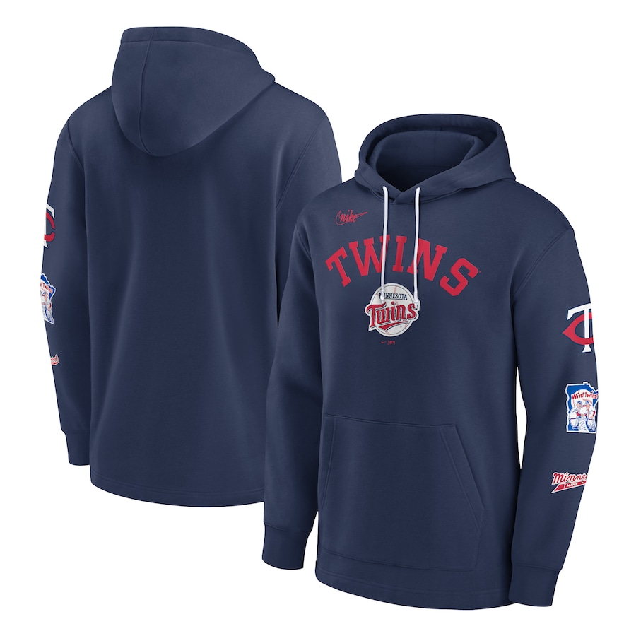 Men's Minnesota Twins Nike Navy Rewind Lefty Pullover Hoodie Men's Minnesota Twins Nike Navy Rewind Lefty Pullover Hoodie