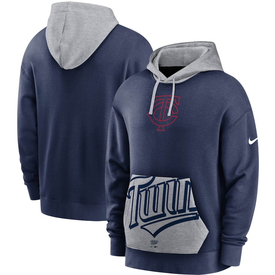 Men's Minnesota Twins Nike Navy/Gray Heritage Tri-Blend Pullover Hoodie Men's Minnesota Twins Nike Navy/Gray Heritage Tri-Blend Pullover Hoodie
