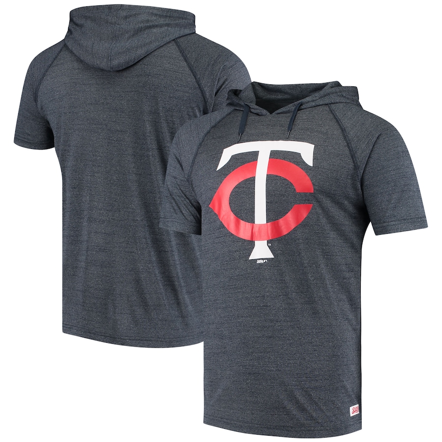 Men's Minnesota Twins Stitches Heathered Navy Raglan Short Sleeve Pullover Hoodie Men's Minnesota Twins Stitches Heathered Navy Raglan Short Sleeve Pullover Hoodie