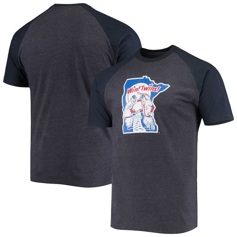 Men's Minnesota Twins Stitches Heathered Navy Raglan T-Shirt