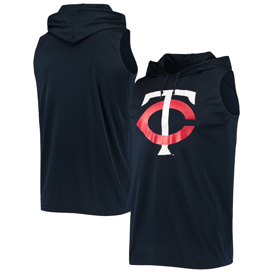 Men's Minnesota Twins Stitches Navy Sleeveless Pullover Hoodie Men's Minnesota Twins Stitches Navy Sleeveless Pullover Hoodie