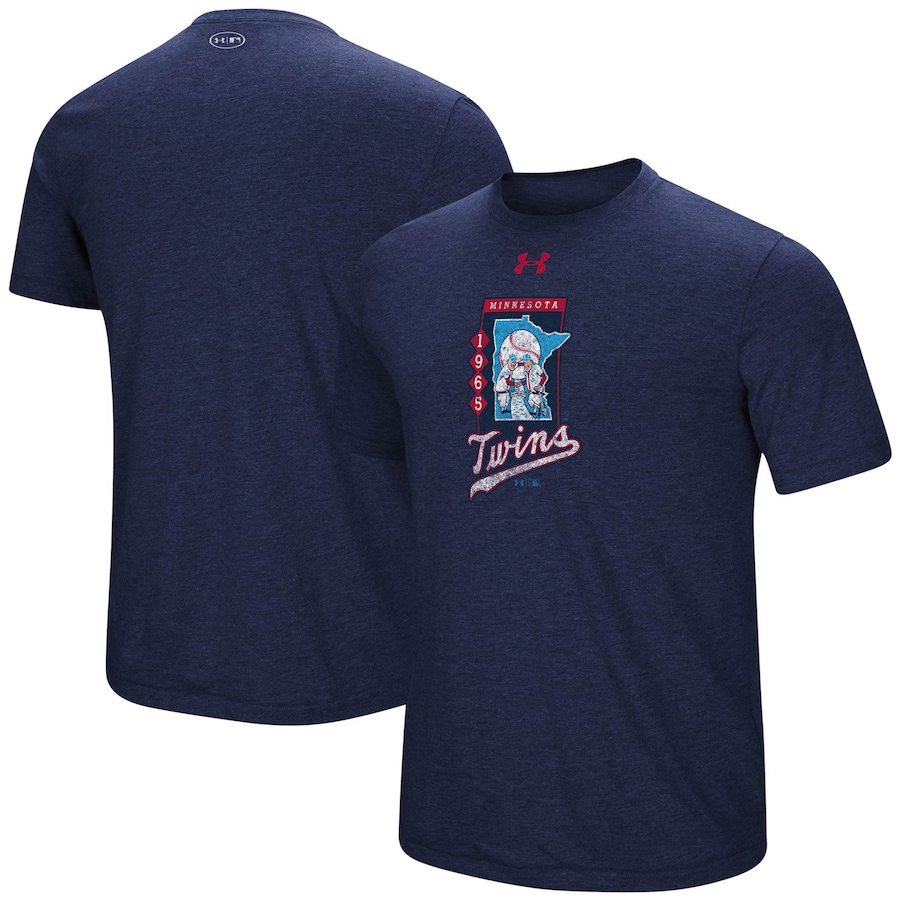 Men's Minnesota Twins Under Armour Heathered Navy Signature Tri-Blend Performance T-Shirt