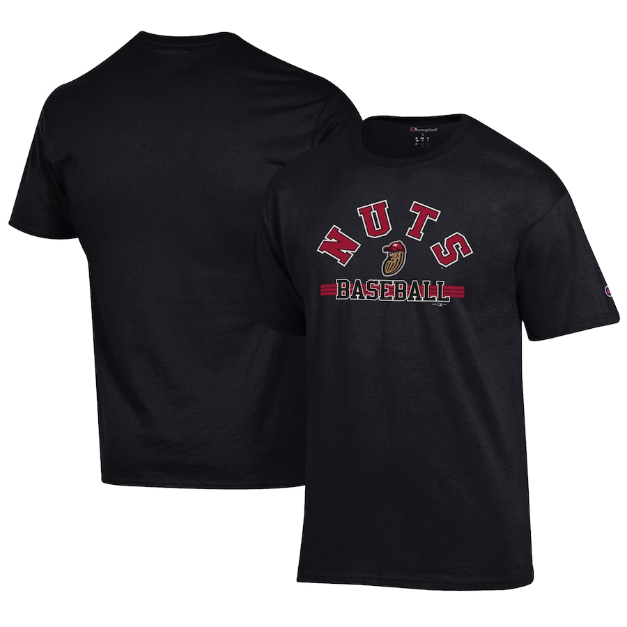 Men's Modesto Nuts Champion Black Logo Jersey T-Shirt