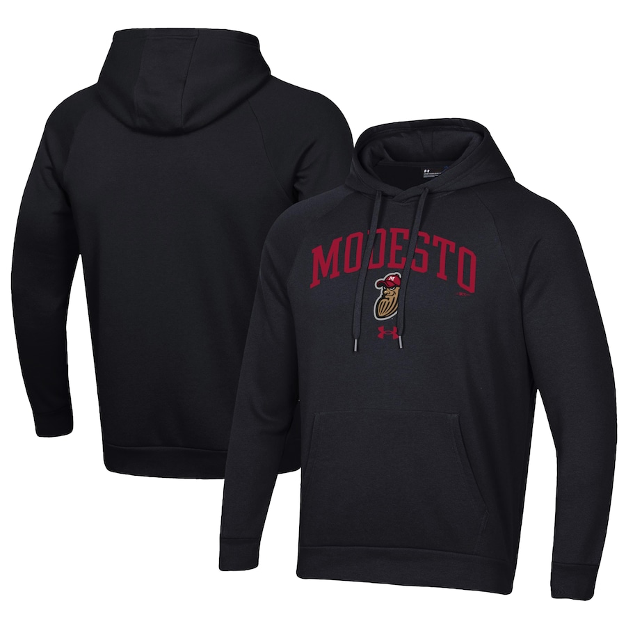 Men's Modesto Nuts Under Armour Black All Day Fleece Pullover Hoodie Men's Modesto Nuts Under Armour Black All Day Fleece Pullover Hoodie