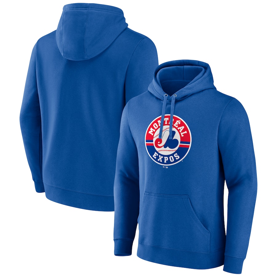 Men's Montreal Expos Royal Cooperstown Collection Pullover Hoodie Men's Montreal Expos Royal Cooperstown Collection Pullover Hoodie