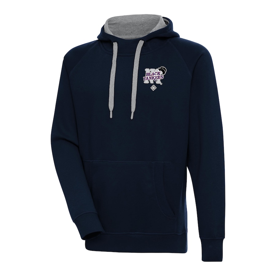 Men's New York Black Yankees Antigua Navy Victory Pullover Hoodie