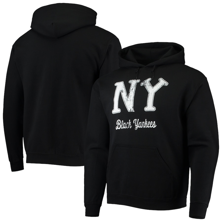 Men's New York Black Yankees Stitches Black Negro League Logo Pullover Hoodie