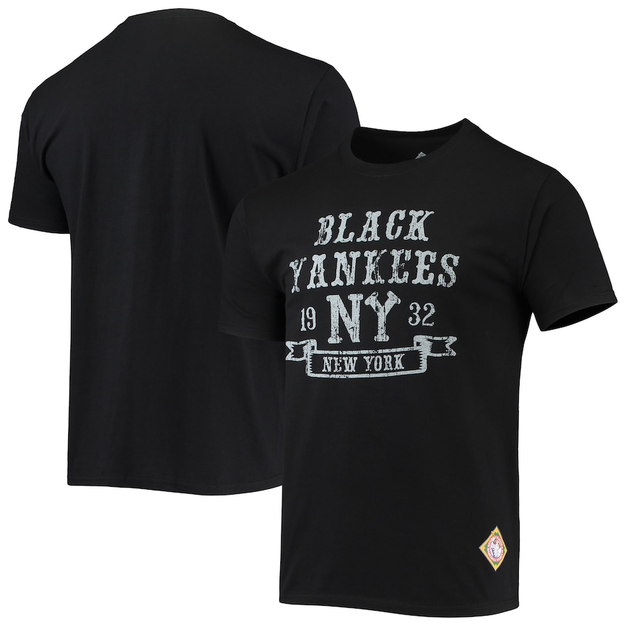 Men's New York Black Yankees Stitches Black Negro League Wordmark T-Shirt Men's New York Black Yankees Stitches Black Negro League Wordmark T-Shirt