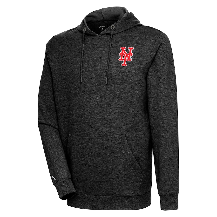 Men's New York Mets Antigua Heather Black Action Pullover Hoodie