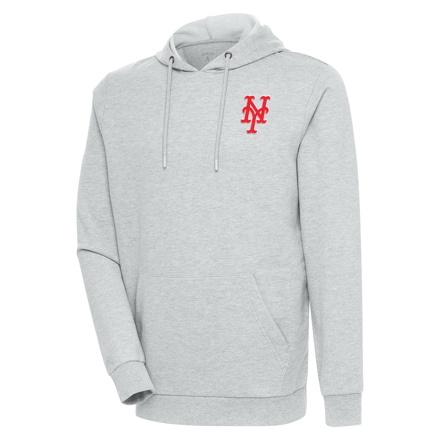 Men's New York Mets Antigua Heather Gray Action Pullover Hoodie