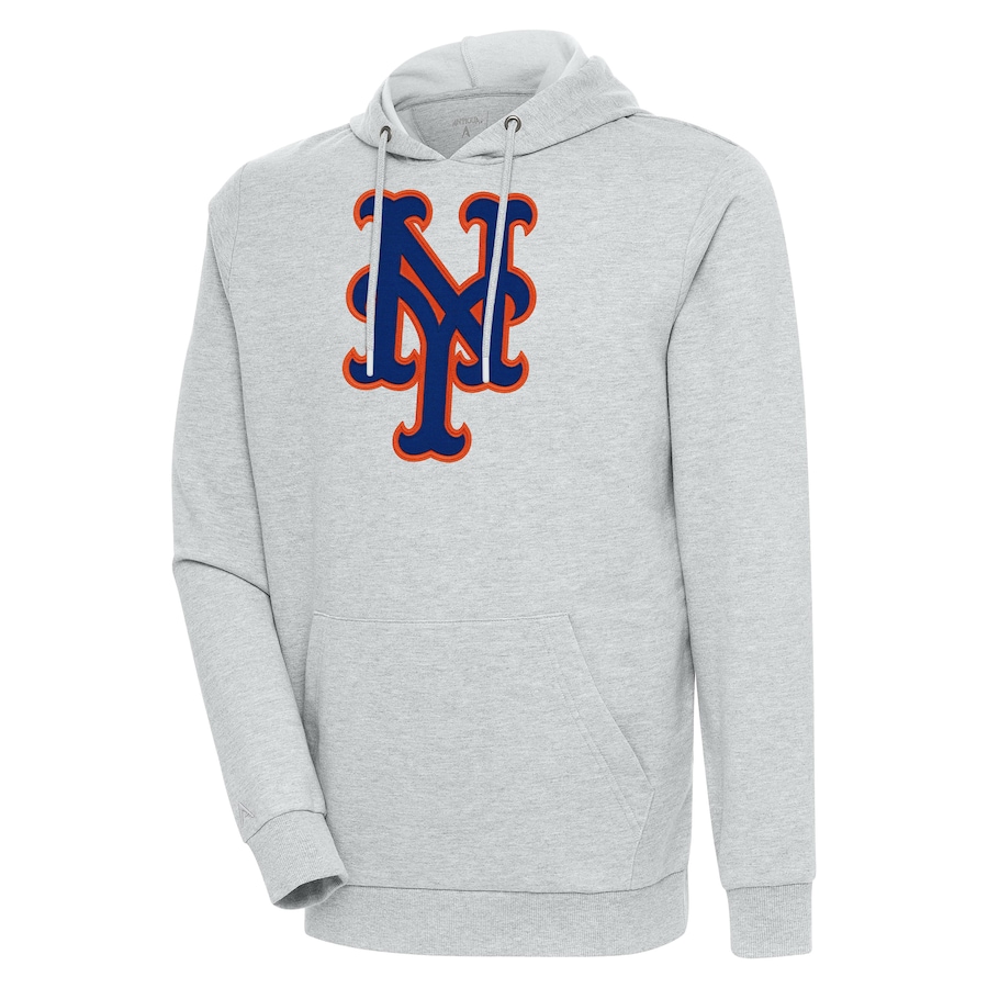 Men's New York Mets Antigua Heather Gray Action Pullover Hoodie