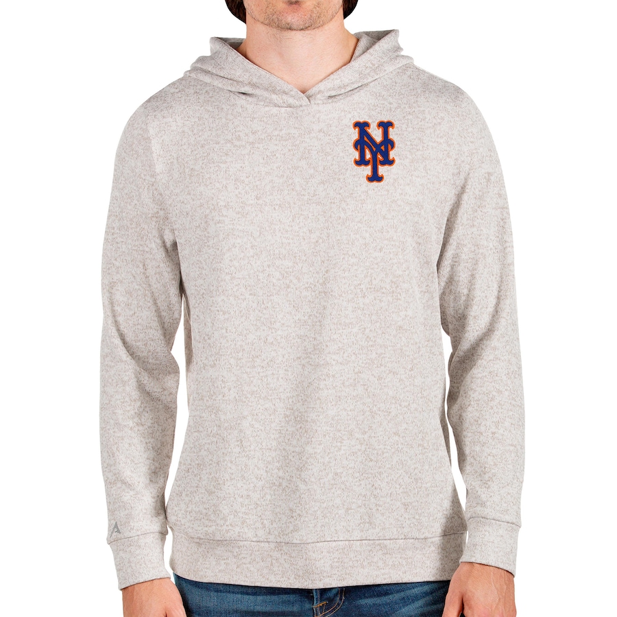 Men's New York Mets Antigua Oatmeal Absolute Pullover Hoodie