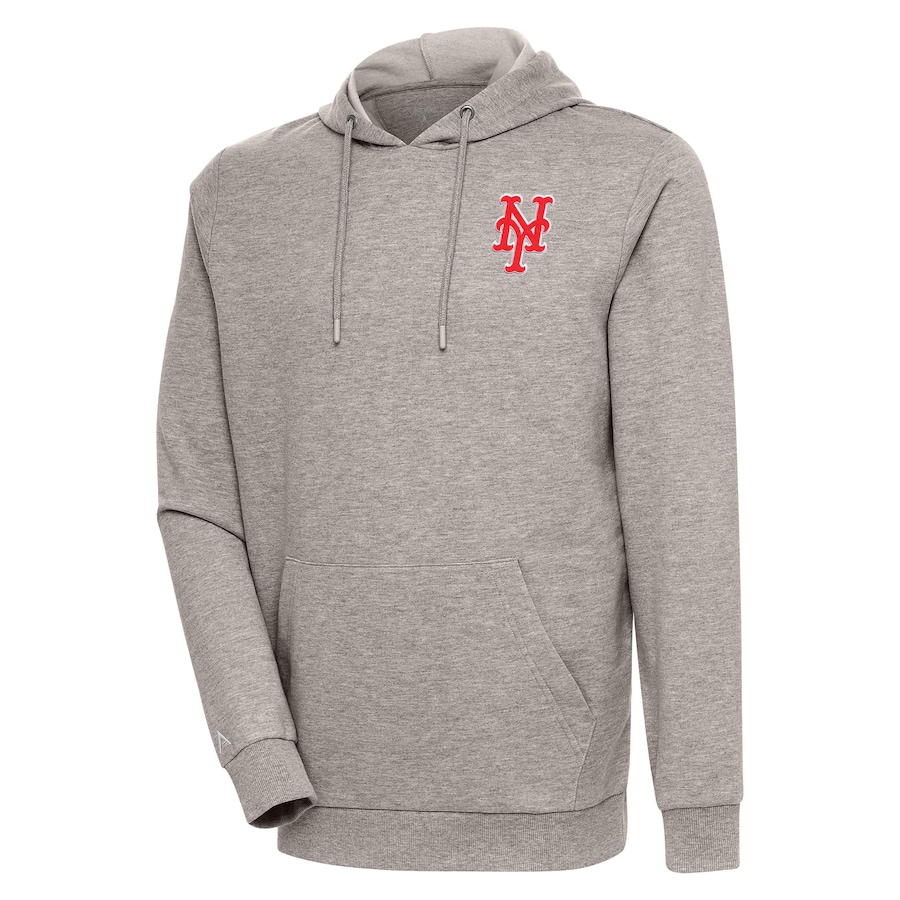 Men's New York Mets Antigua Oatmeal Action Pullover Hoodie