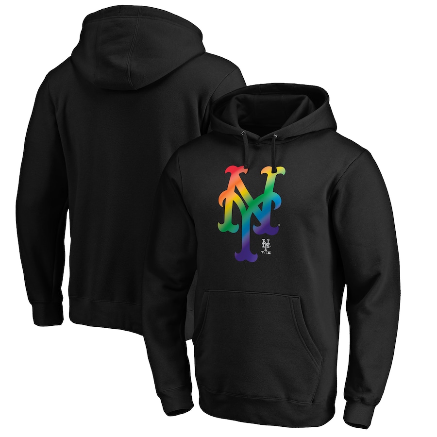 Men's New York Mets Black Team Pride Logo Pullover Hoodie
