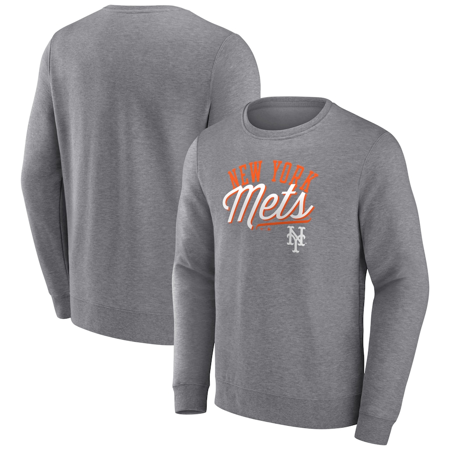 Men's New York Mets Heather Gray Simplicity Pullover Sweatshirt Men's New York Mets Heather Gray Simplicity Pullover Sweatshirt