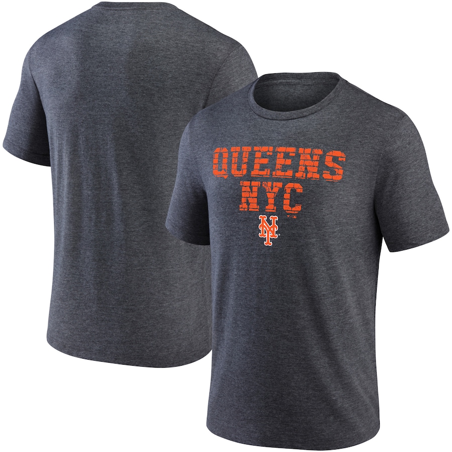 Men's New York Mets Heathered Charcoal Hometown Collection Vintage Tri-Blend T-Shirt