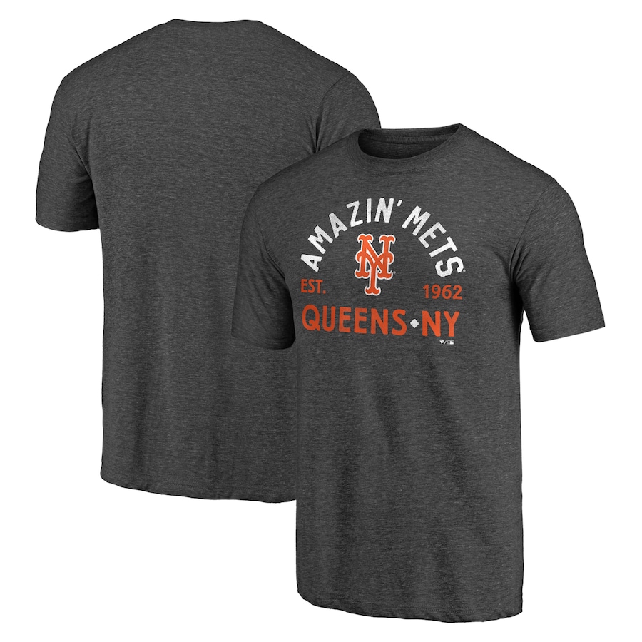 Men's New York Mets Heathered Charcoal Hometown Tri-Blend T-Shirt Men's New York Mets Heathered Charcoal Hometown Tri-Blend T-Shirt