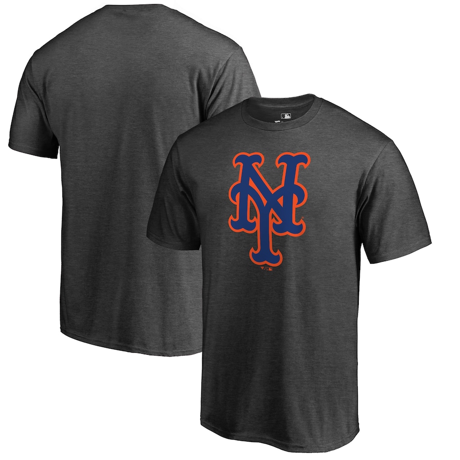 Men's New York Mets Heathered Charcoal Primary Logo T-Shirt