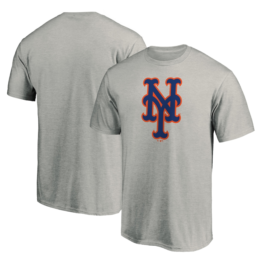 Men's New York Mets Heathered Gray Official Team Logo T-Shirt Men's New York Mets Heathered Gray Official Team Logo T-Shirt