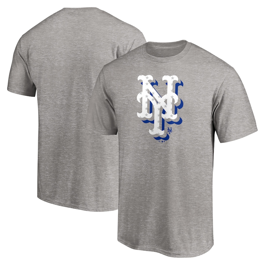 Men's New York Mets Heathered Gray Red White and Team Logo T-Shirt Men's New York Mets Heathered Gray Red White and Team Logo T-Shirt